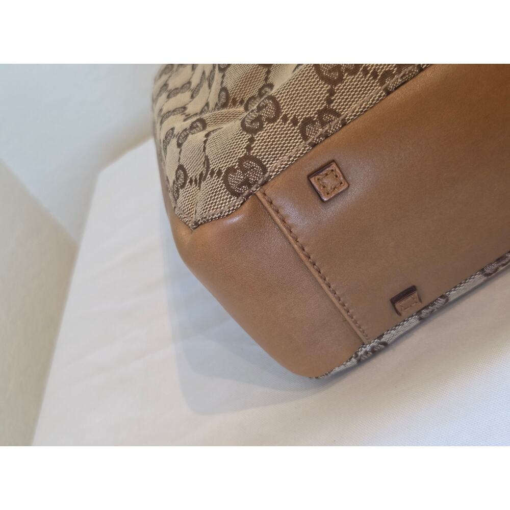 Gucci GG Canvas Supreme Tote Bag w/ Pouch Beige Brown Leather Shoulder - Picture 7 of 15